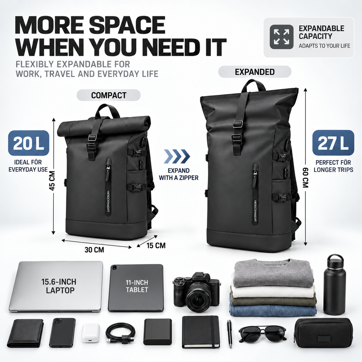 Celrien | Wayfold Roll-Top Backpack