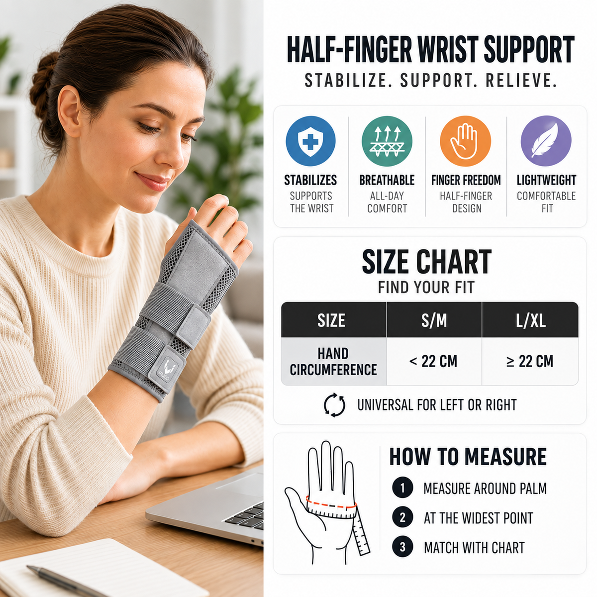 Celrien | Wristalyn Half Finger Wrist Support