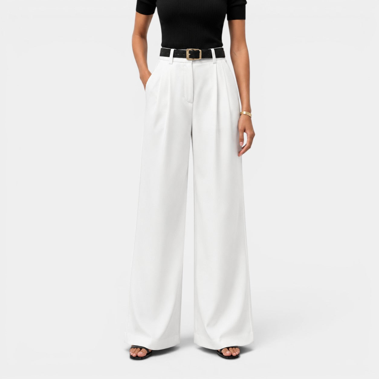 Celrien | Women's Wide-Leg Belted High-Waist Pants