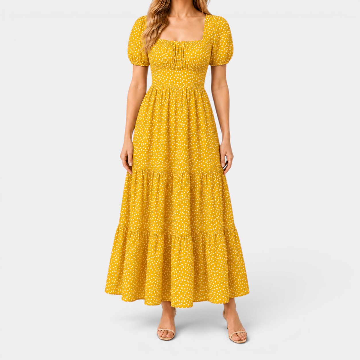 Celrien | Women’s Polka Dot Tiered Midi Summer Dress Flowy Elegant