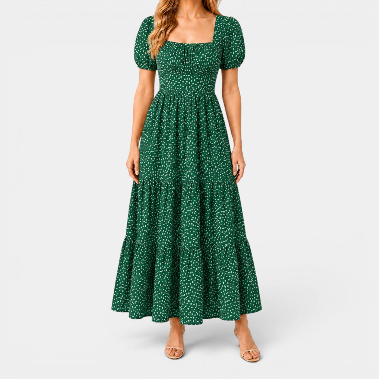 Celrien | Women’s Polka Dot Tiered Midi Summer Dress Flowy Elegant