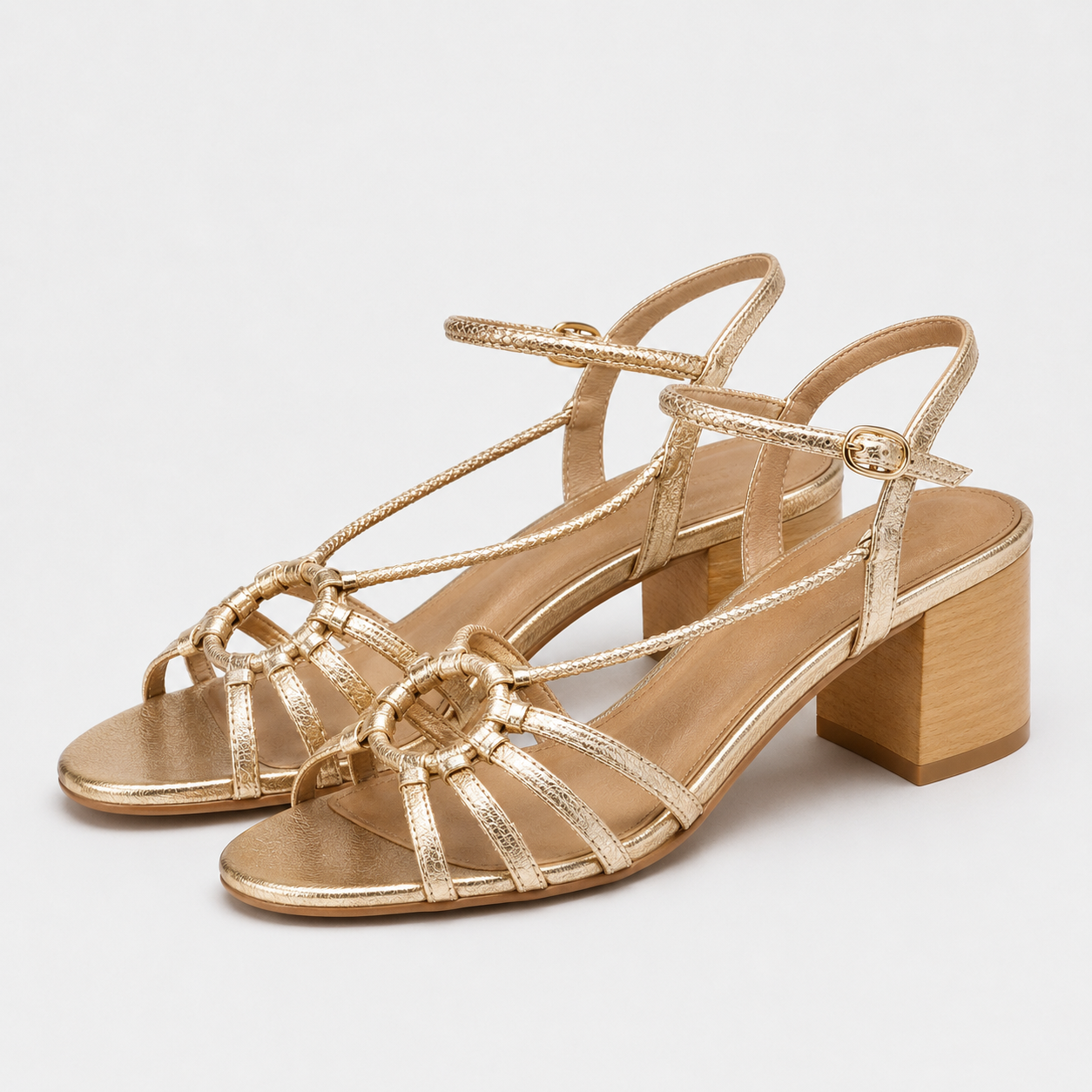 Celrien | Roman-Style Braided Summer Sandals with Open Toe and Elegant Block Heel
