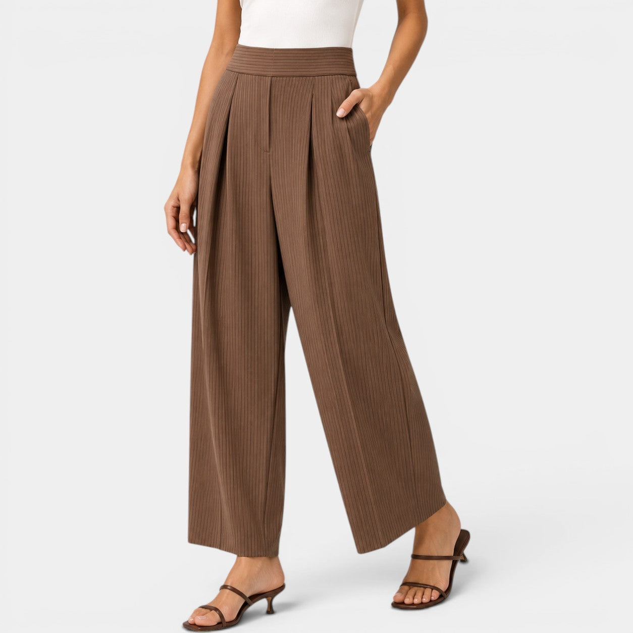 Celrien | Women’s High Waist Pleated Pants Loose Fit Elegant Work Trousers