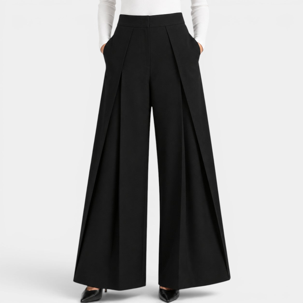 Celrien | Women’s Loose Fit Pleated Stripe Pants High Waist Casual Wear