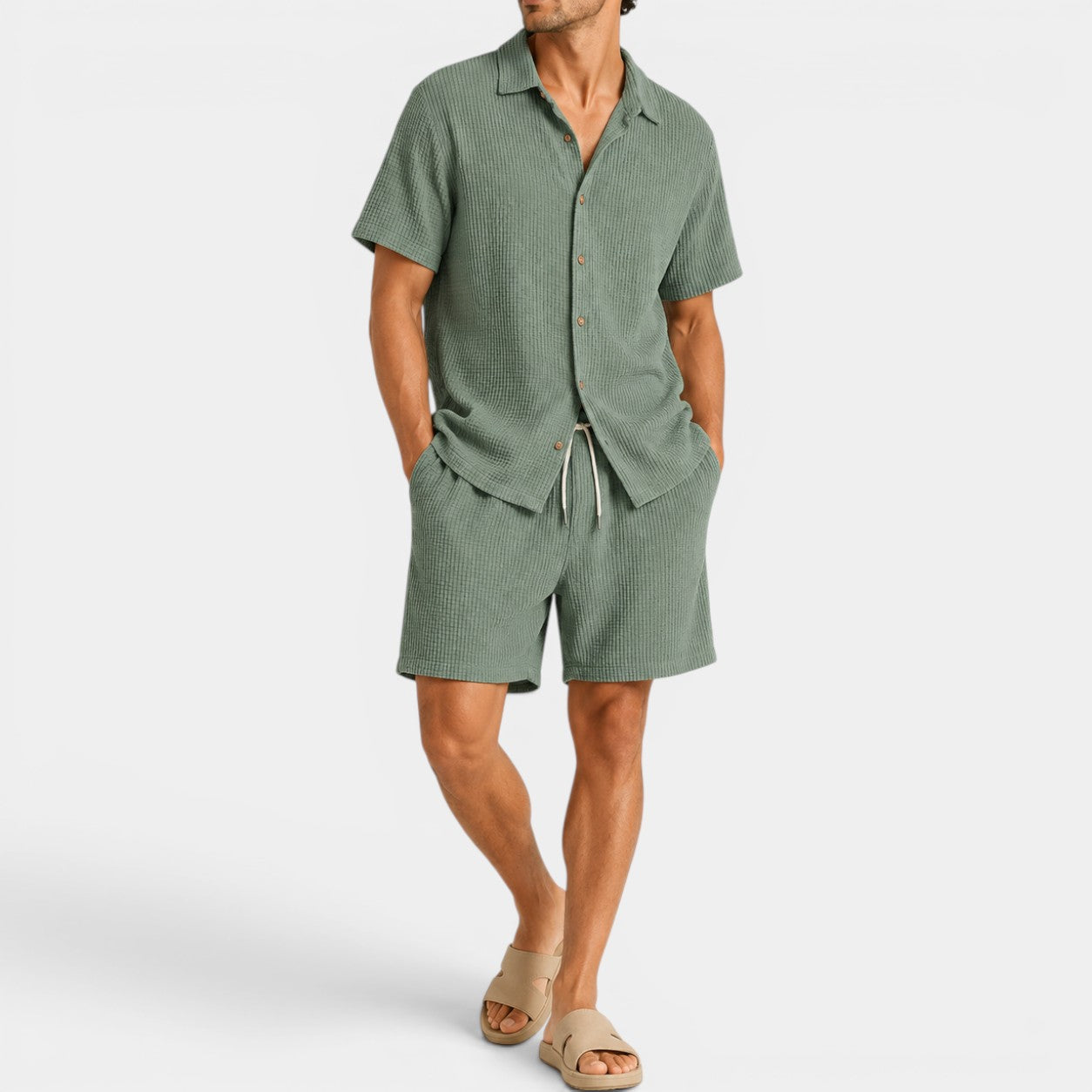 Celrien | Men’s Summer Set Lightweight Shirt Shorts Casual Daily Wear
