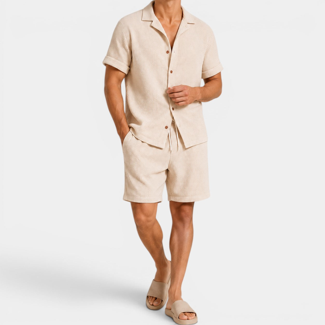 Celrien | Men’s Summer Set Lightweight Shirt Shorts Casual Daily Wear