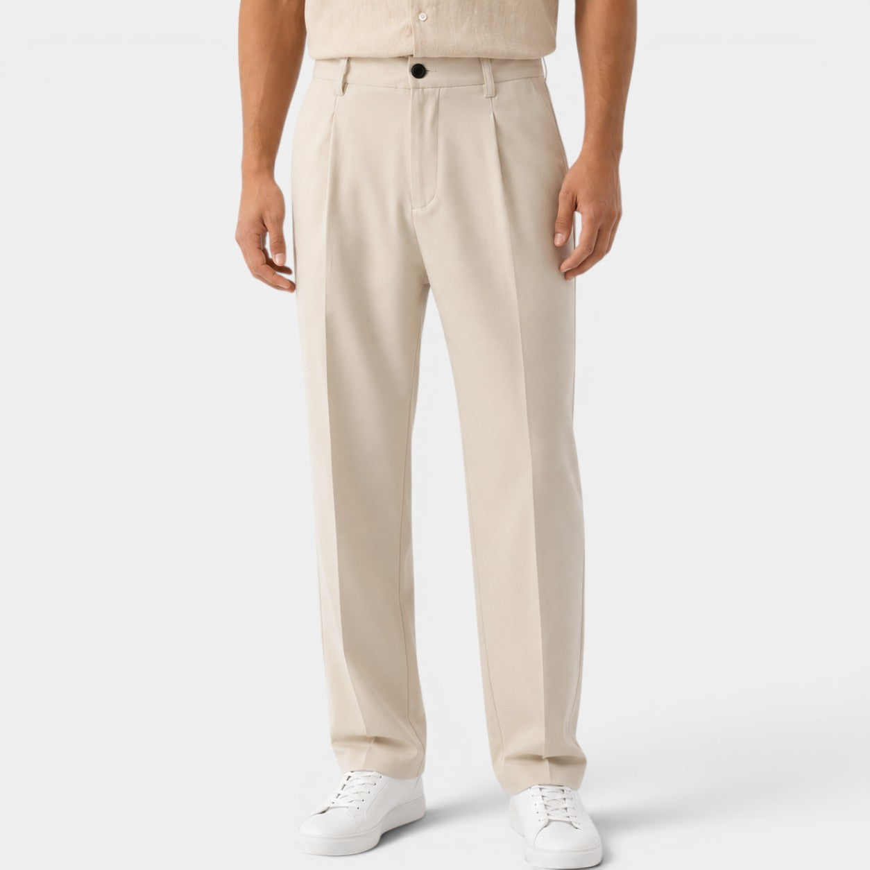 Celrien | Men’s Pleated Lightweight Trousers Comfortable Semi Wide Leg Slacks
