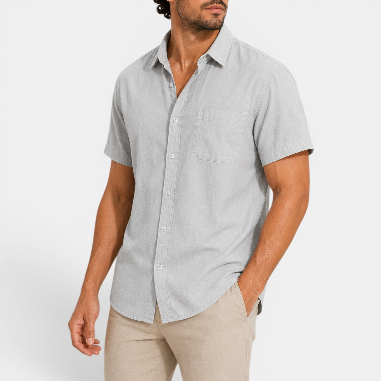 Celrien | Men’s Lightweight Linen Shirt Short Sleeve Summer Casual Wear