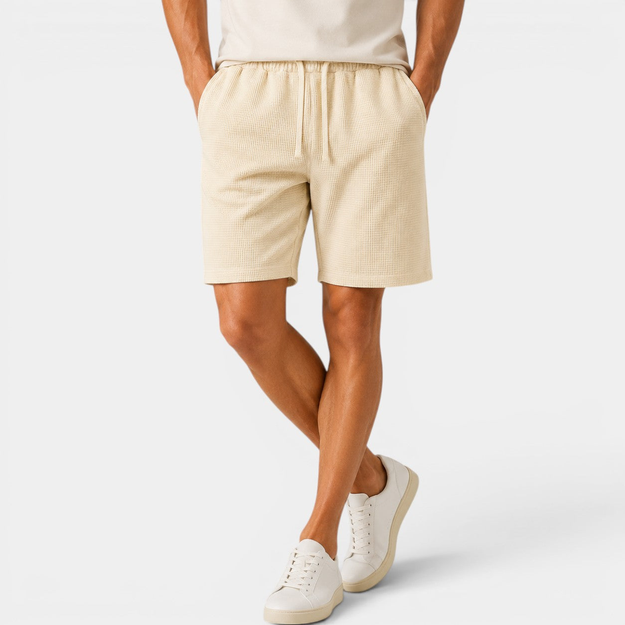 Celrien | Men’s Waffle Drawstring Shorts Loose Comfort Vacation Wear