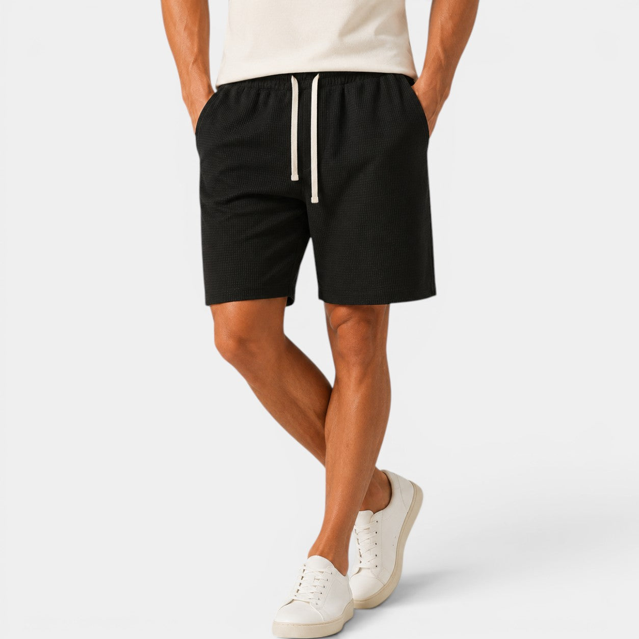 Celrien | Men’s Waffle Drawstring Shorts Loose Comfort Vacation Wear