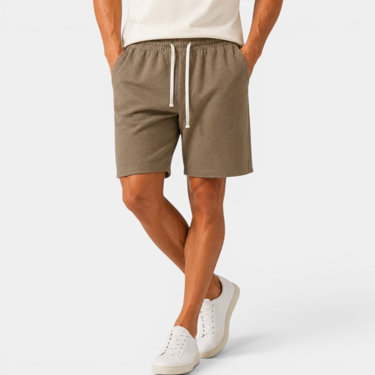 Celrien | Men’s Waffle Drawstring Shorts Loose Comfort Vacation Wear