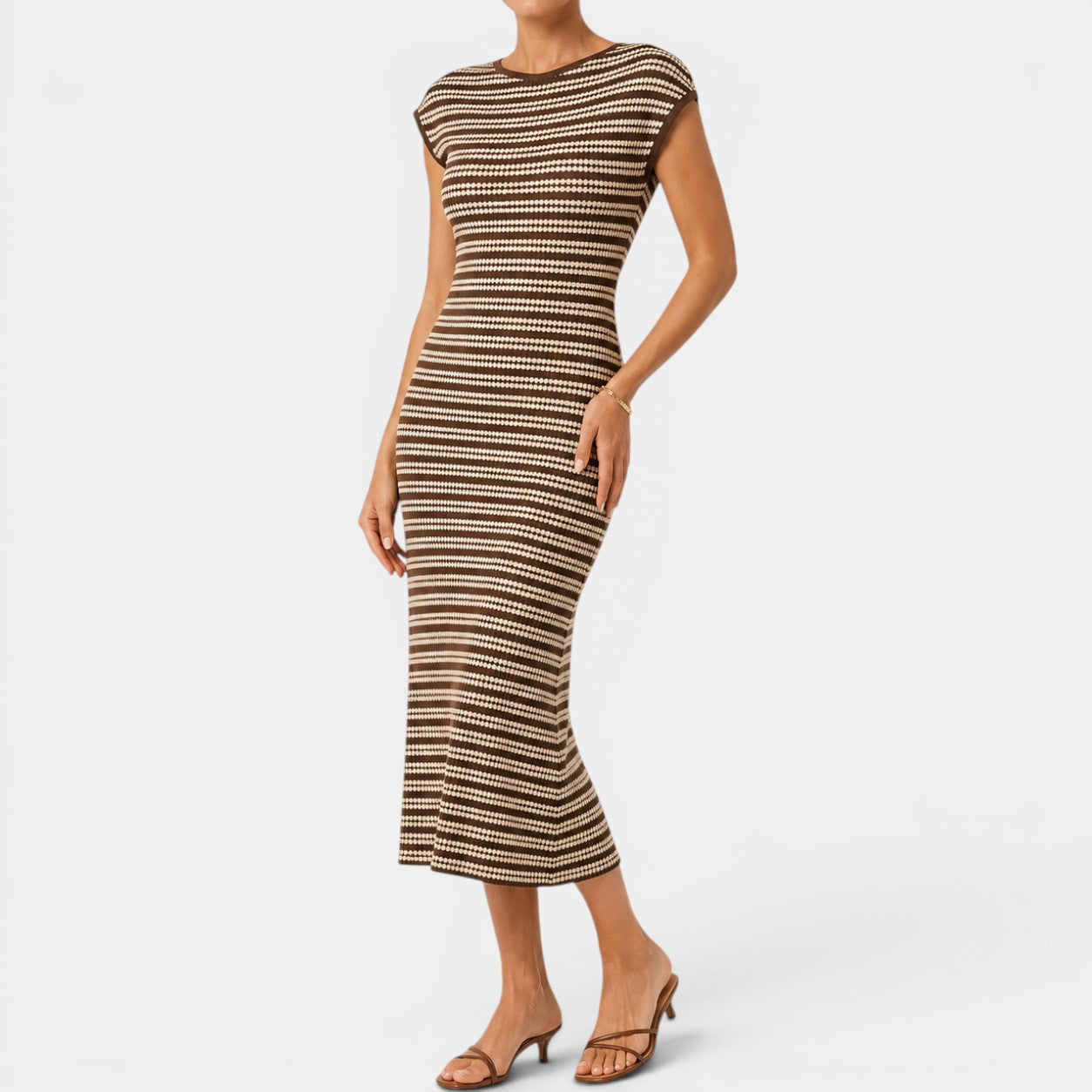 Celrien | Women’s Striped Midi Dress Relaxed Fit Elegant Summer Style