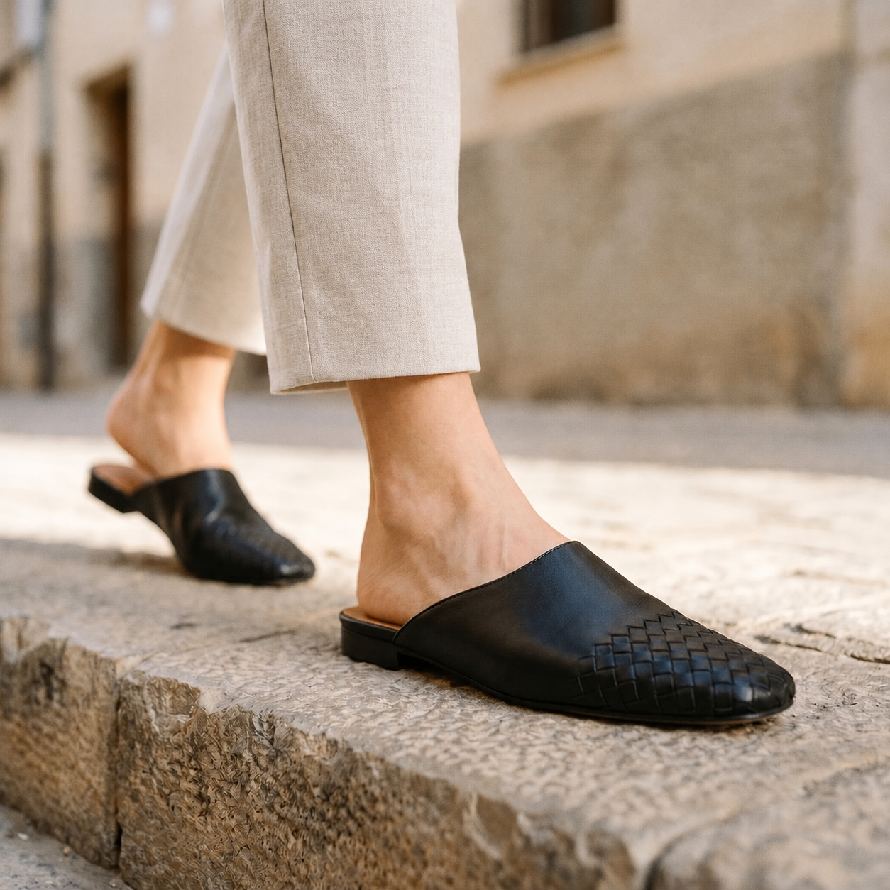 Celrien | Women’s Elegant Square Toe Mules Low Heel Summer Style