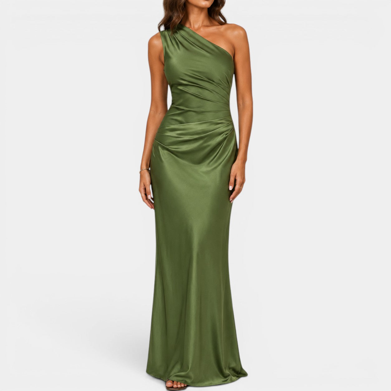 Celrien | Women's Elegant One Shoulder Neck Pleated Party Maxi Dress