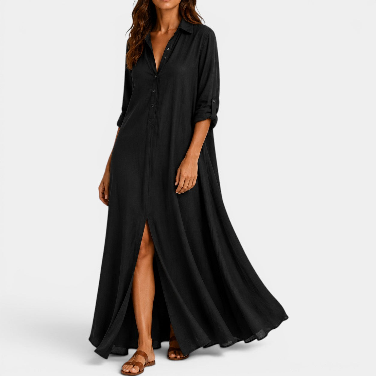 Celrien | Women's Linen Long Shirt Dress