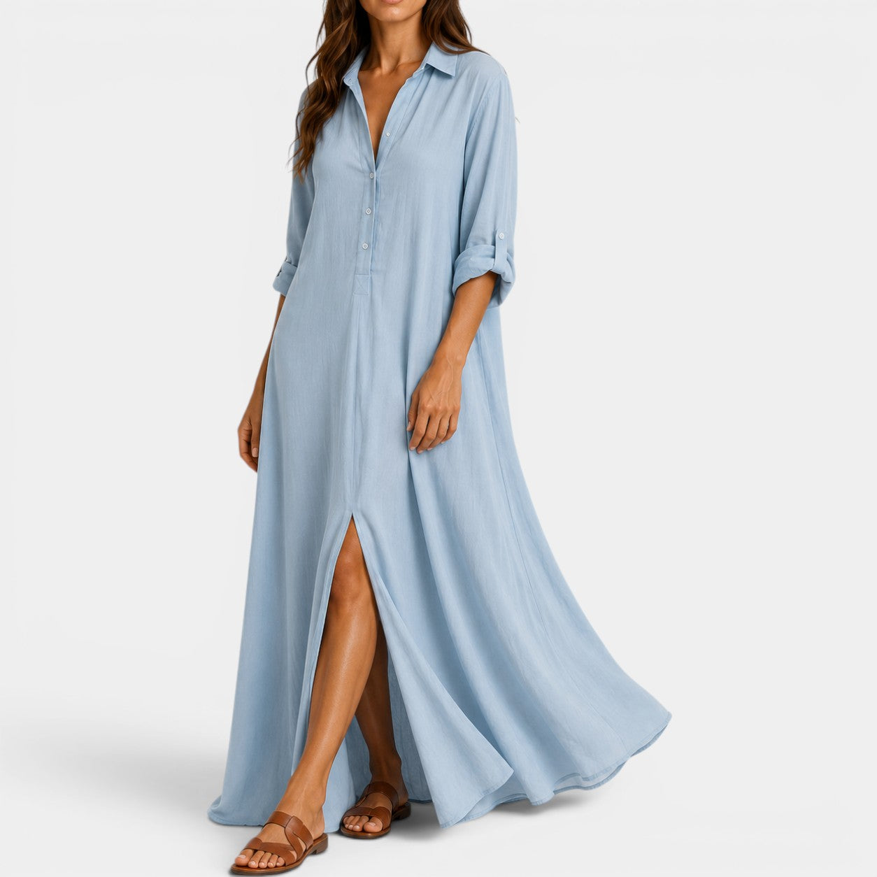 Celrien | Women's Linen Long Shirt Dress