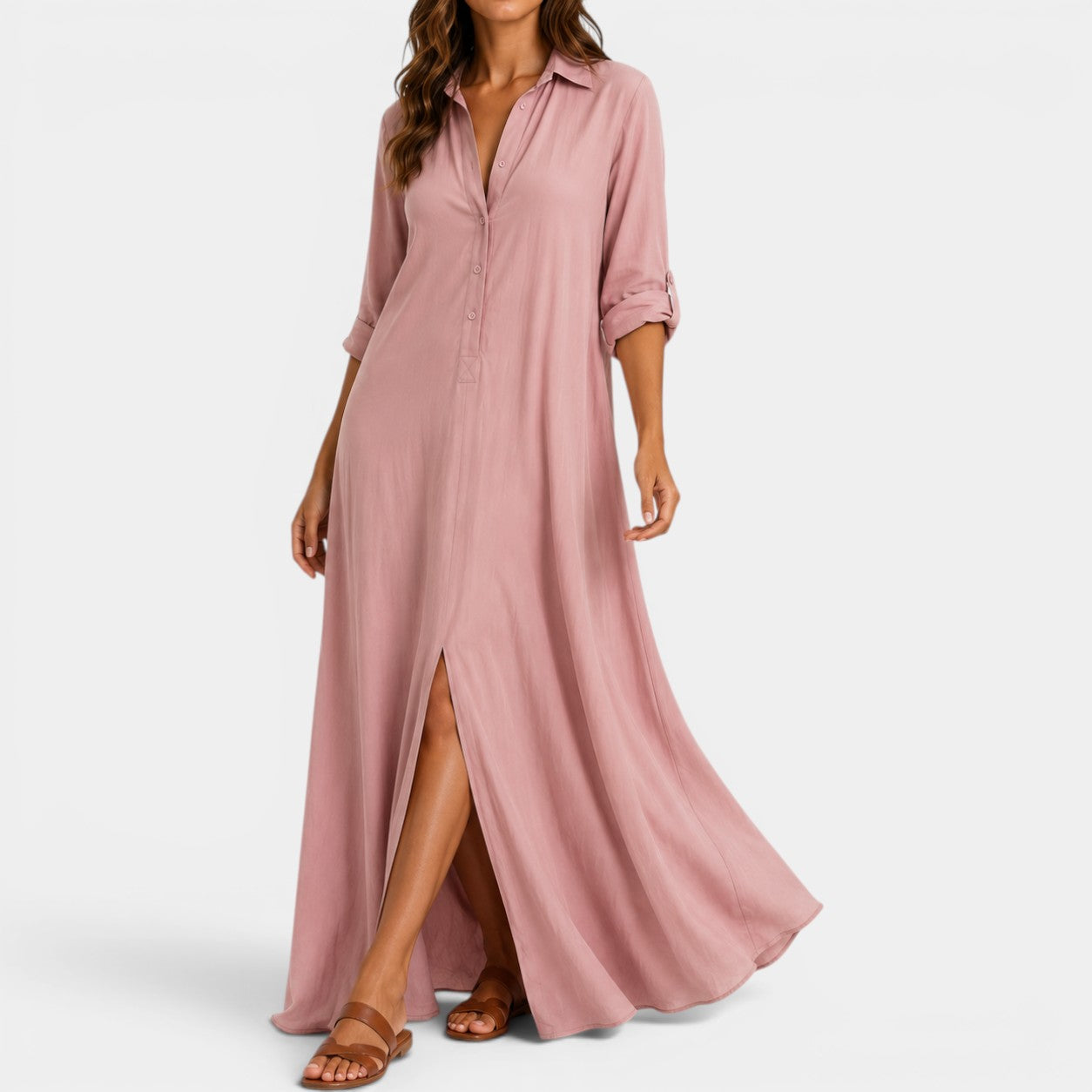 Celrien | Women's Linen Long Shirt Dress