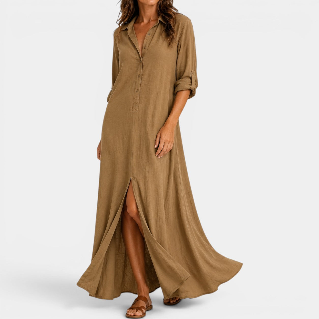Celrien | Women's Linen Long Shirt Dress