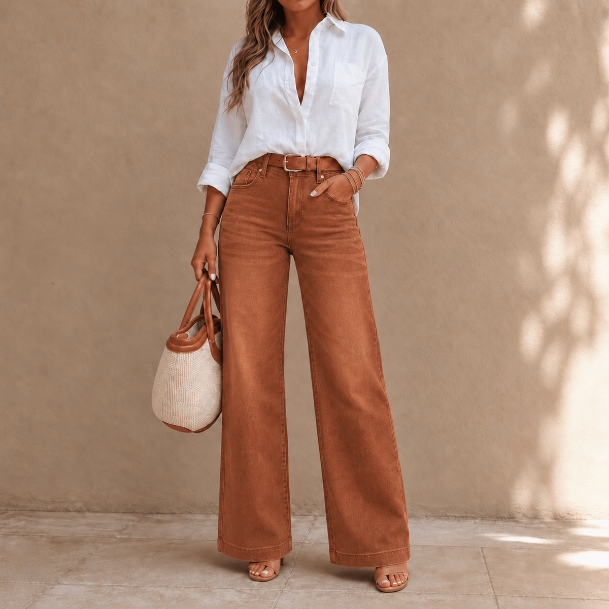 High-Rise Wide-Leg Vintage Wash Jeans