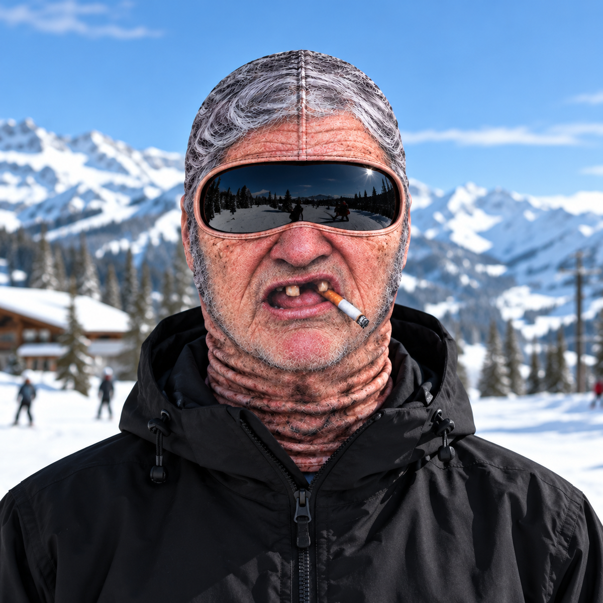 Funny Old Man Face Balaclava - Dralon Thermal Winter Ski Mask for Men & Women