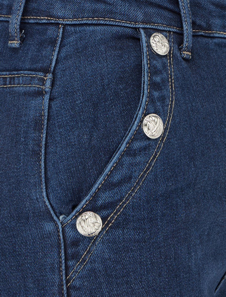 High-Waisted Wide Leg Jeans - Denim Blue