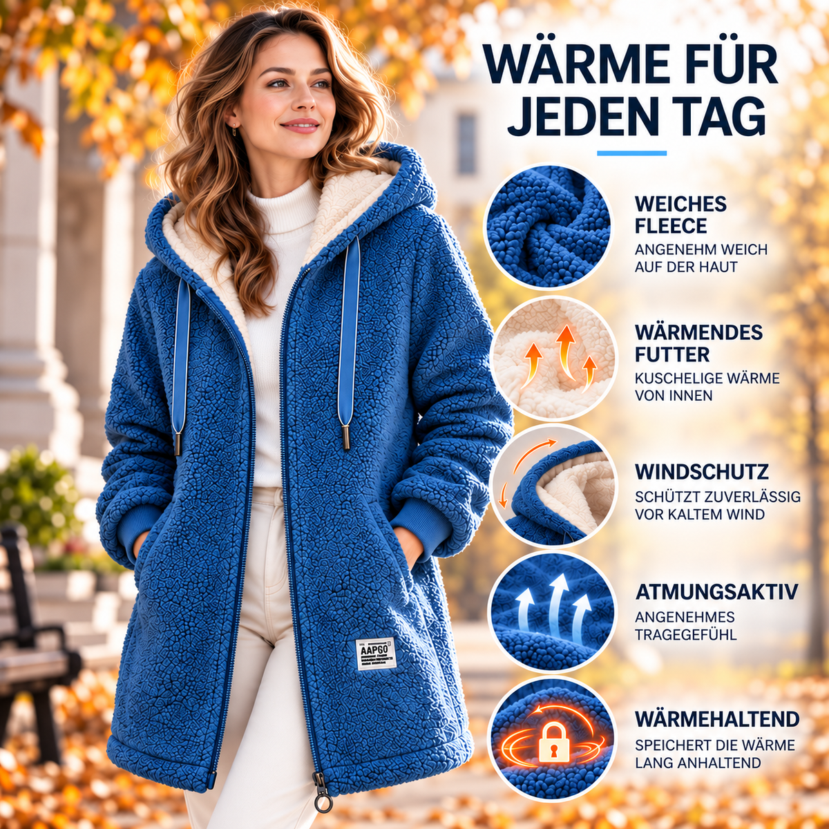 Celrien | Birgitta Women's Fleece Jacket with Hood & Pockets