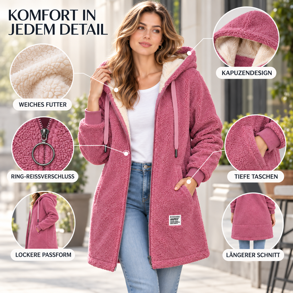Celrien | Birgitta Women's Fleece Jacket with Hood & Pockets