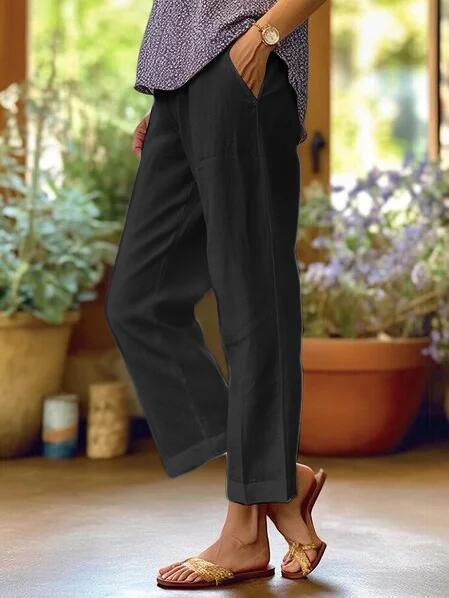 Celrien | Women's Linen Tapered Cropped Cuffed Pants