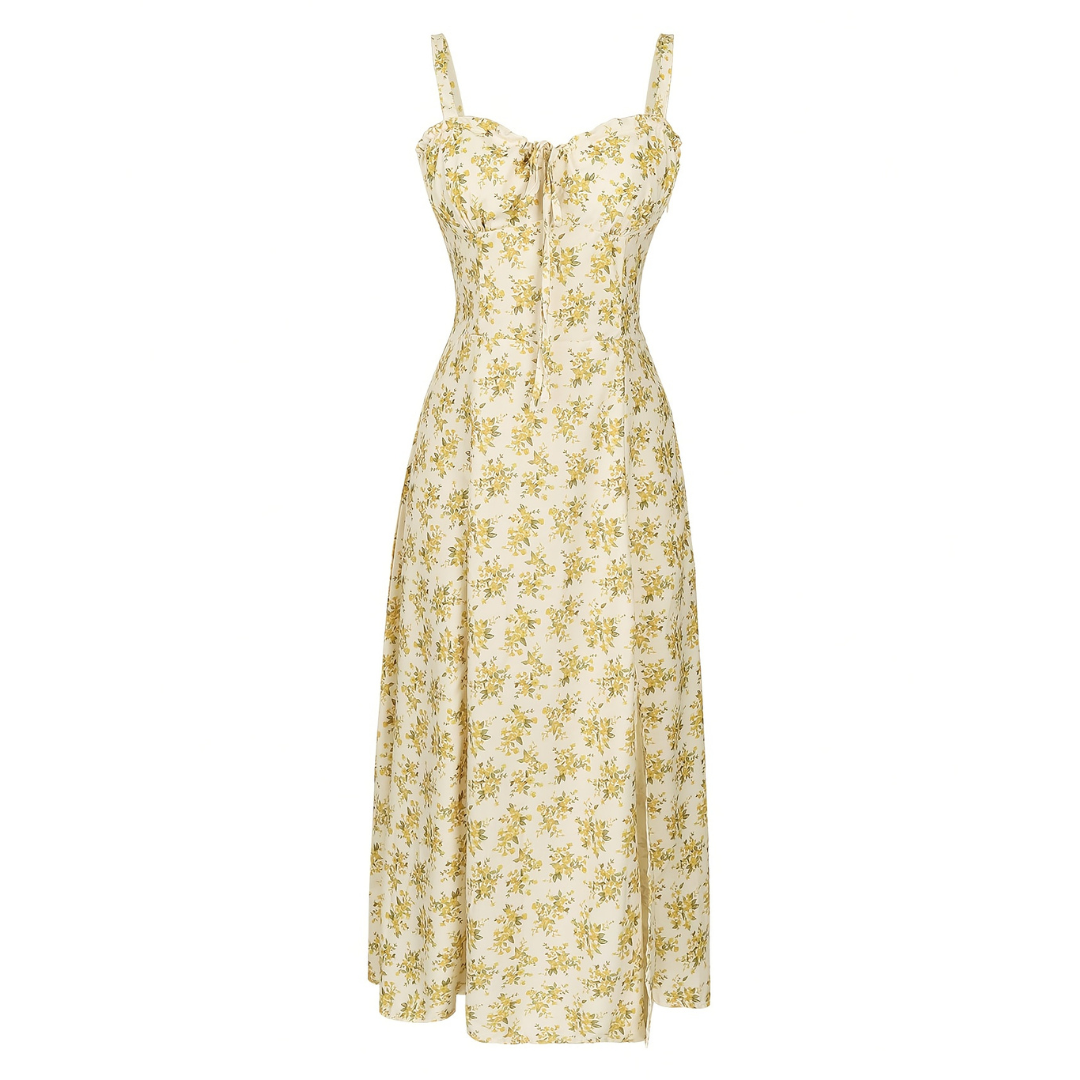 Celrien | Women’s Summer Floral Midi Dress Spaghetti Strap Pleated