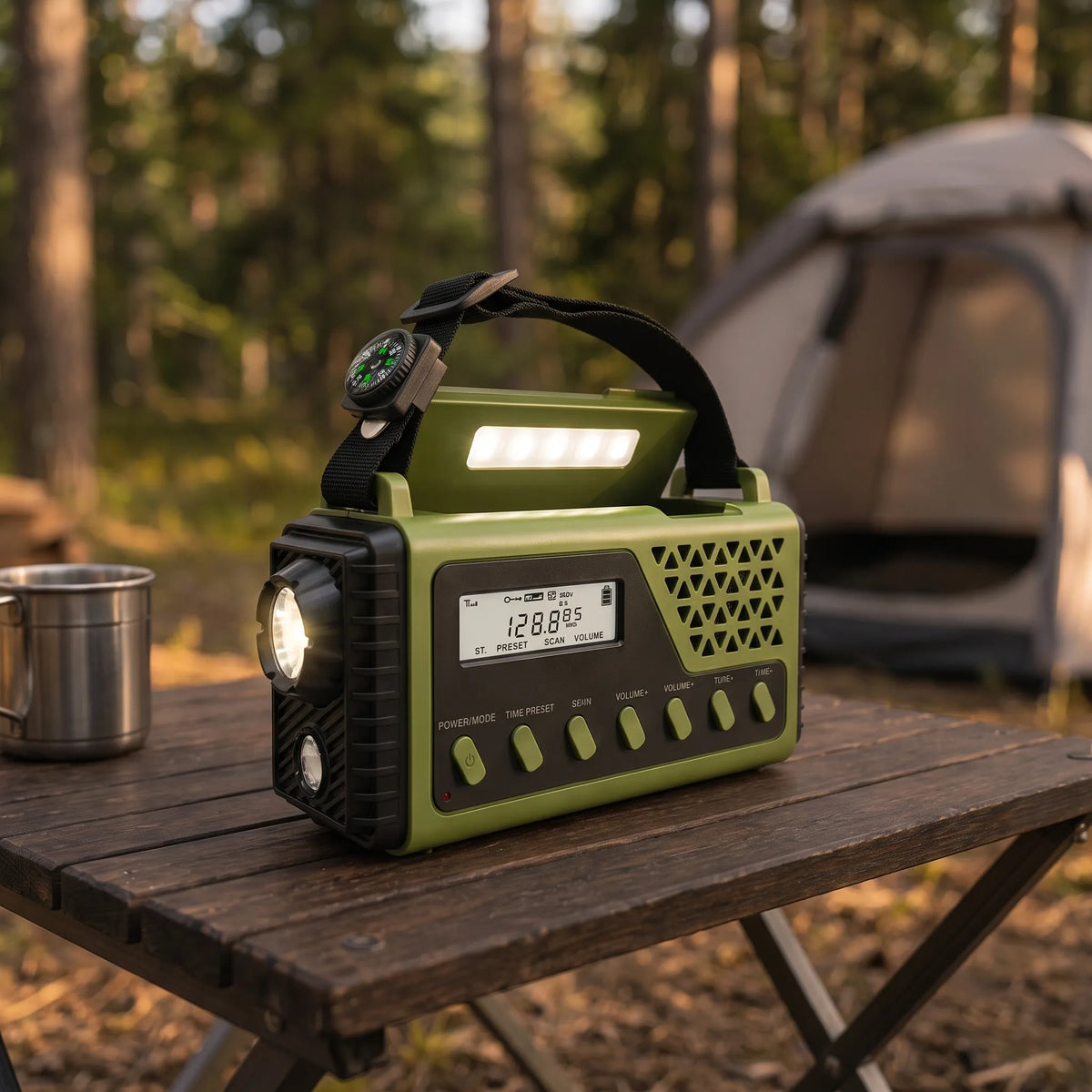 Emergency Flashlight and Radio with Hand Crank