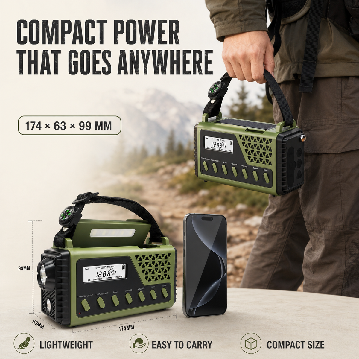 Emergency Flashlight and Radio with Hand Crank