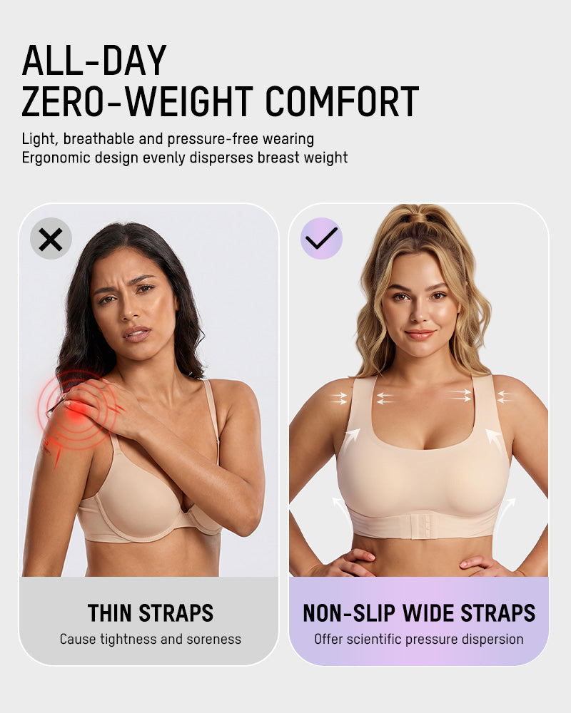 Front Closure Cross-Back Wireless Posture Bra