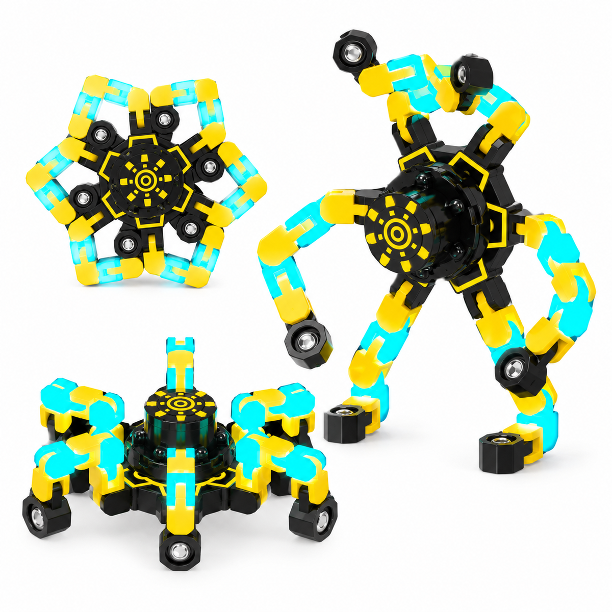 Transformable Robot Fidget Spinner for Stress Relief