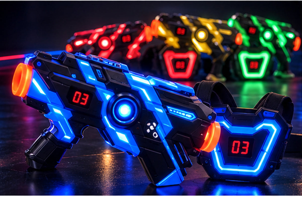 Infrared Laser Tag Battle Set – Neon Blasters & Chest Targets