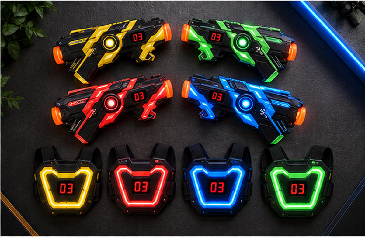 Infrared Laser Tag Battle Set – Neon Blasters & Chest Targets