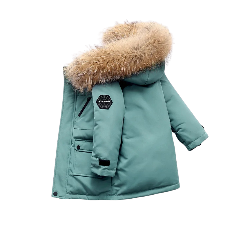 Warm Winter Coat with Fur Trim