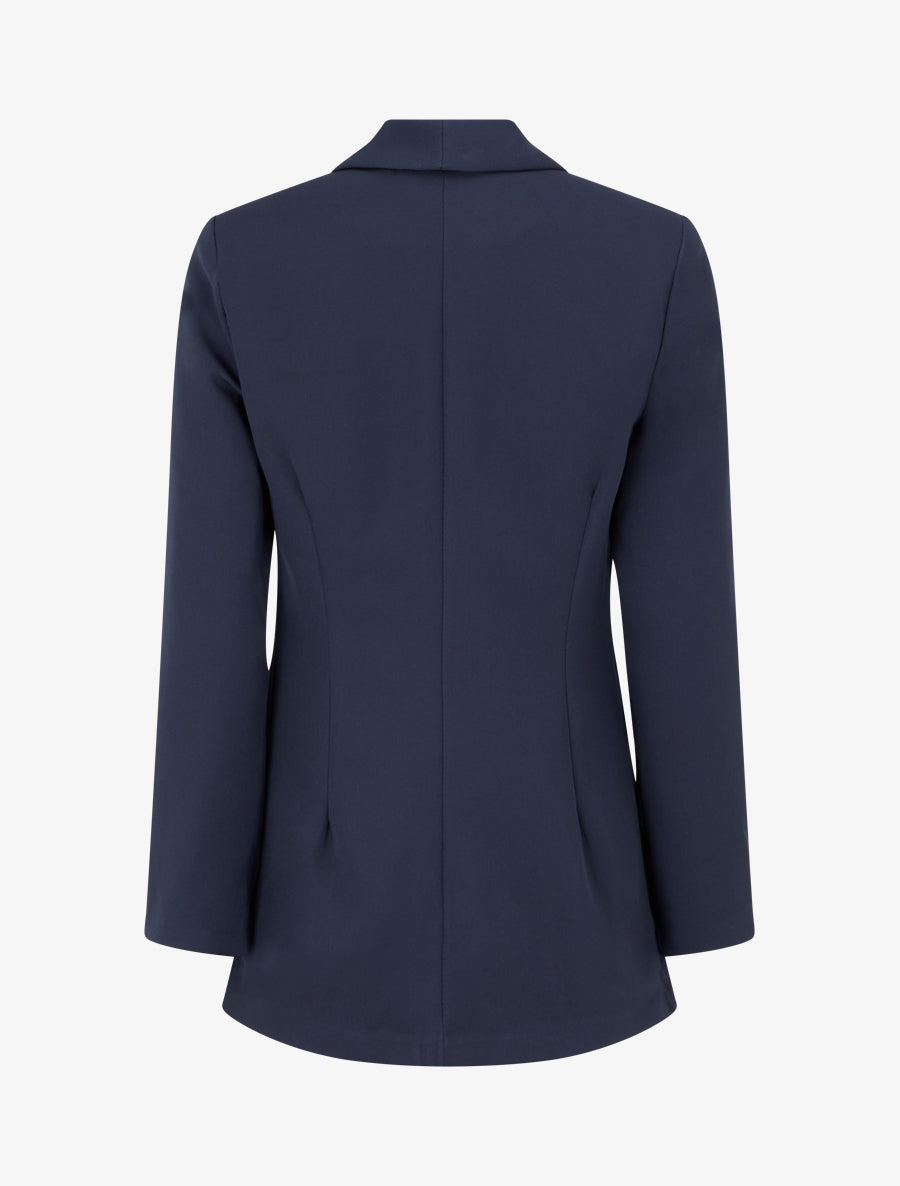 Straight Blazer with Shoulder Pads - Navy