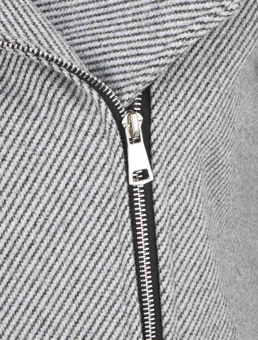 Textured Coat with Faux Leather Trim