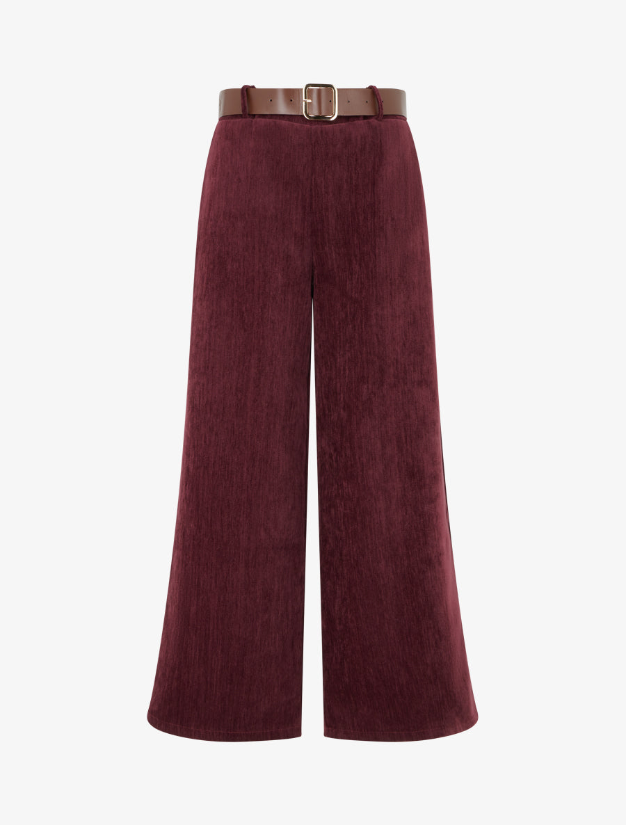 Wide-Leg Velour Trousers