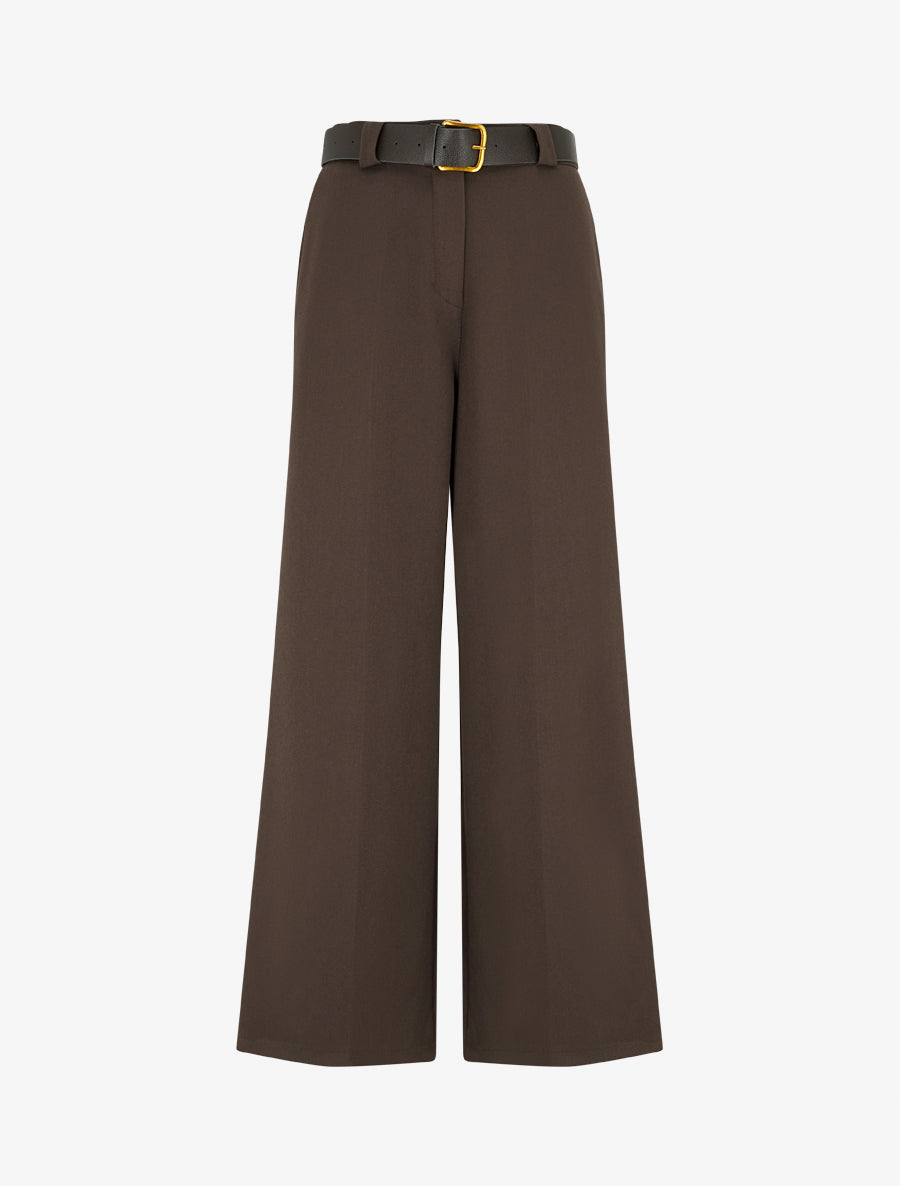 High-Waisted Wide-Leg Trousers with Belt