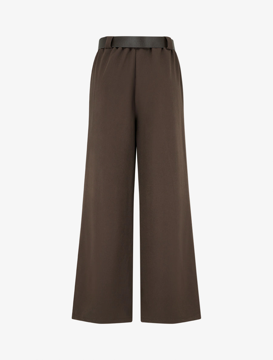 High-Waisted Wide-Leg Trousers with Belt