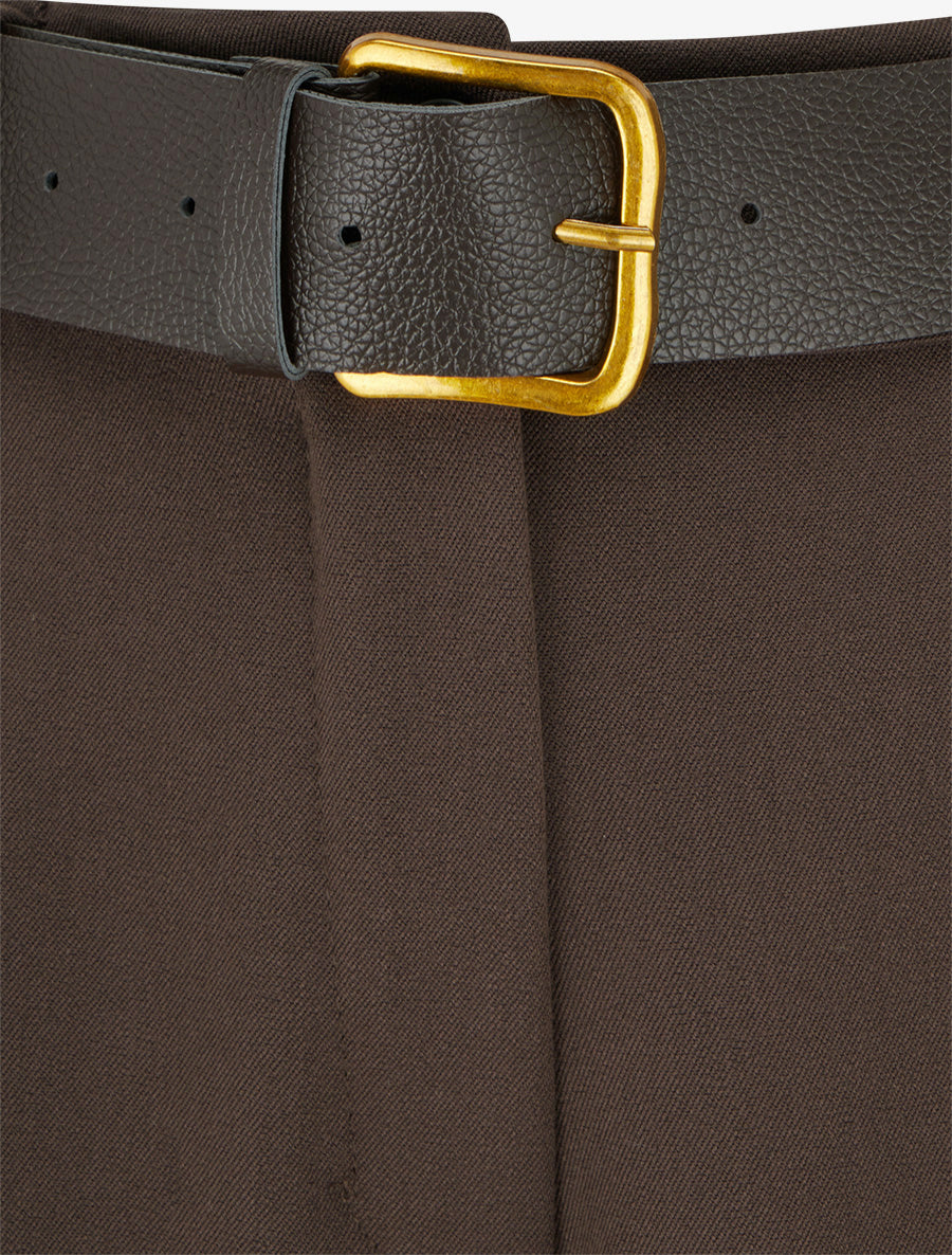 High-Waisted Wide-Leg Trousers with Belt