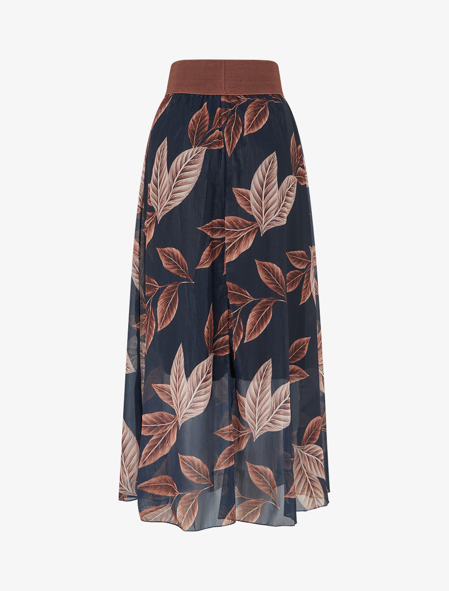 High-Waisted Flared Long Skirt