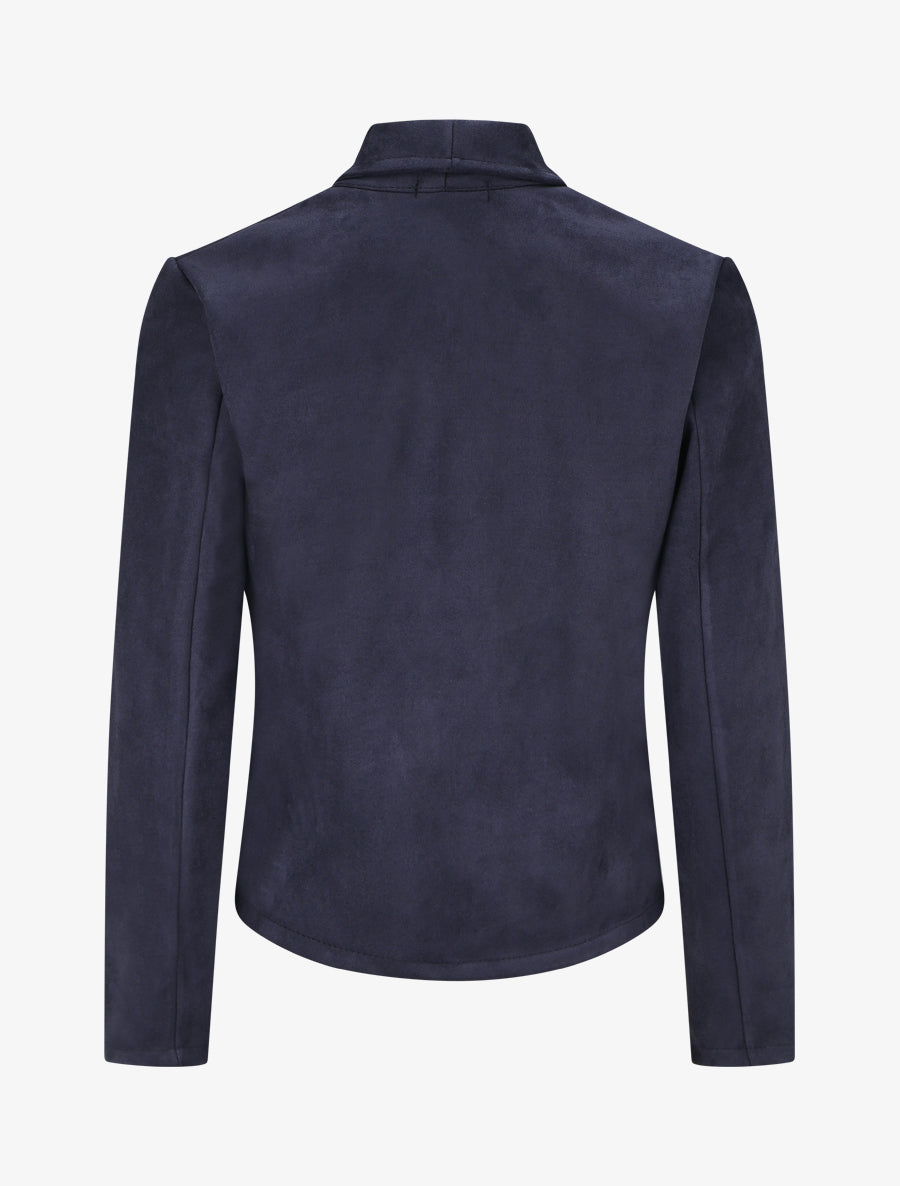 Suedette Jacket with Straight Collar and Zip