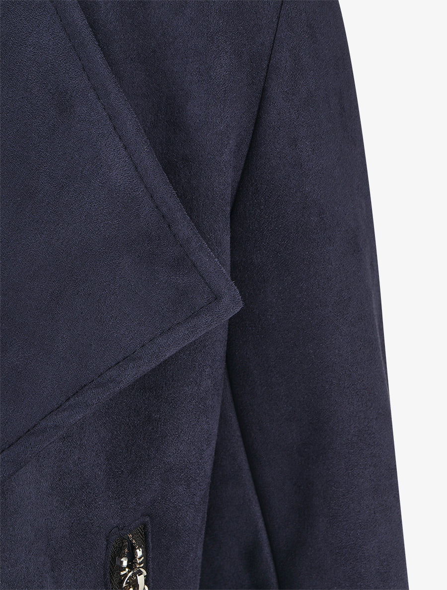 Suedette Jacket with Straight Collar and Zip
