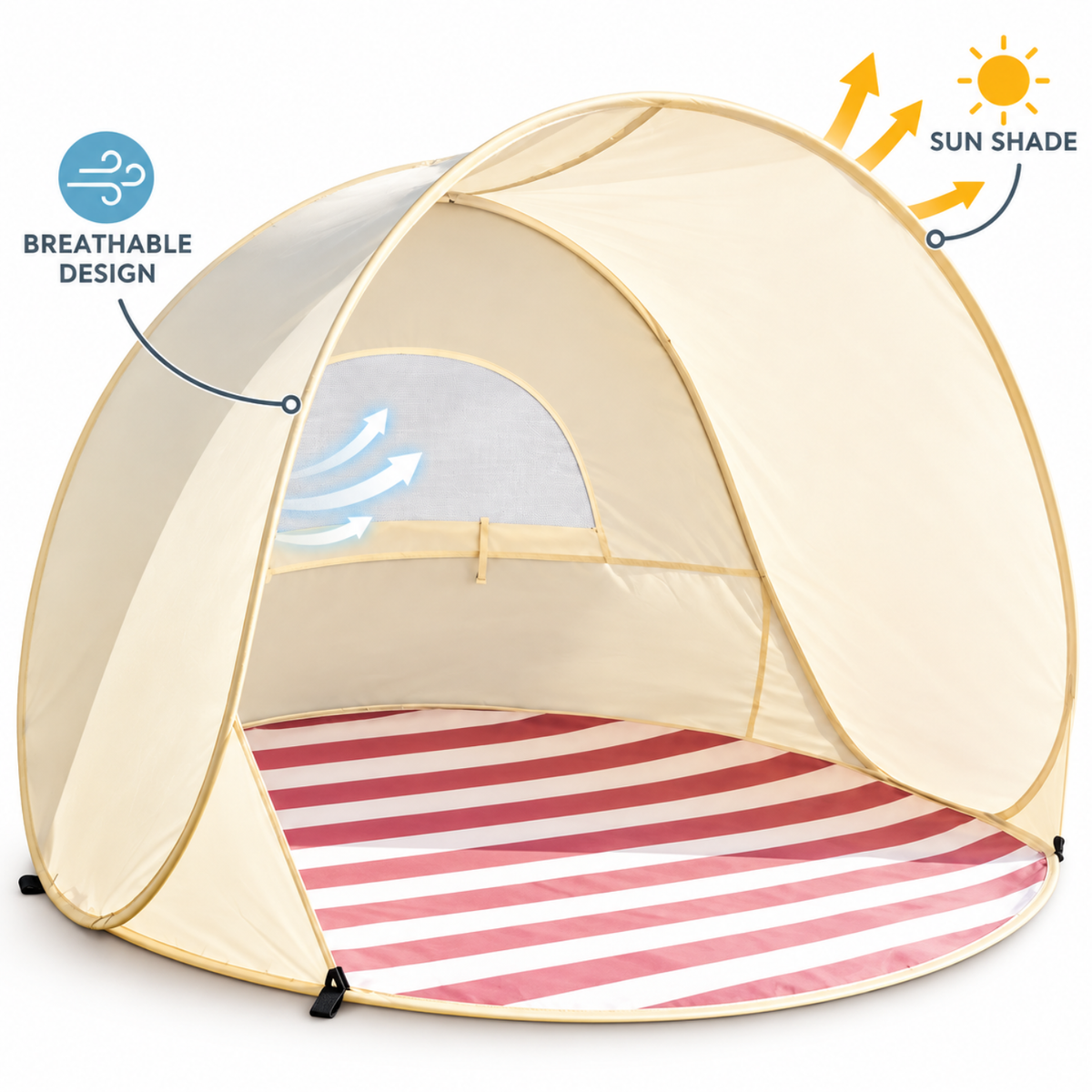 Baby Beach Tent | UPF 50+ Pop-Up Sun Shelter – Vanilla Cream