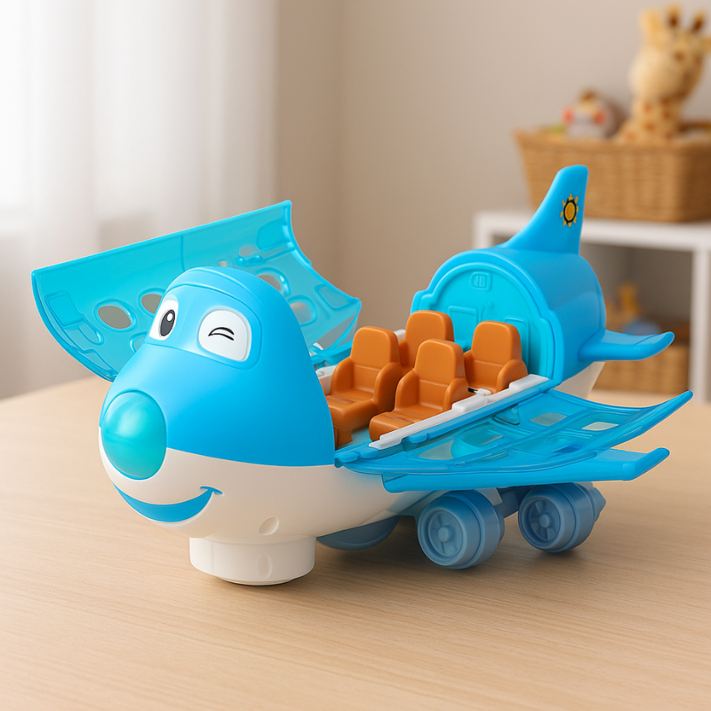 Electric Airplane with Lights, Music & Obstacle Avoidance