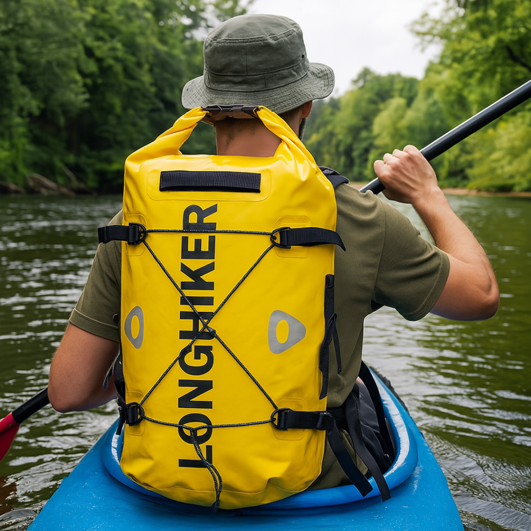 Waterproof 30-liter backpack with buoyant design IPX7 rated