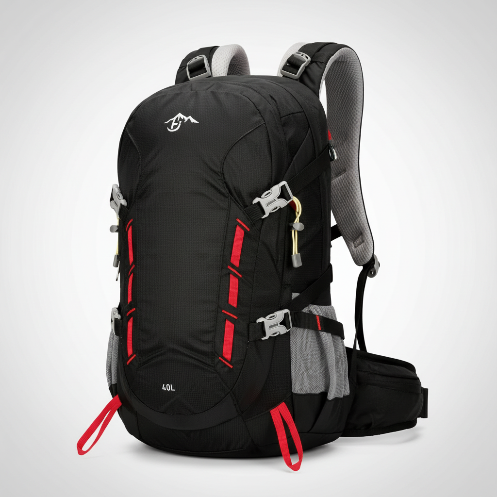 40-liter ultralight hiking backpack with integrated rain cover