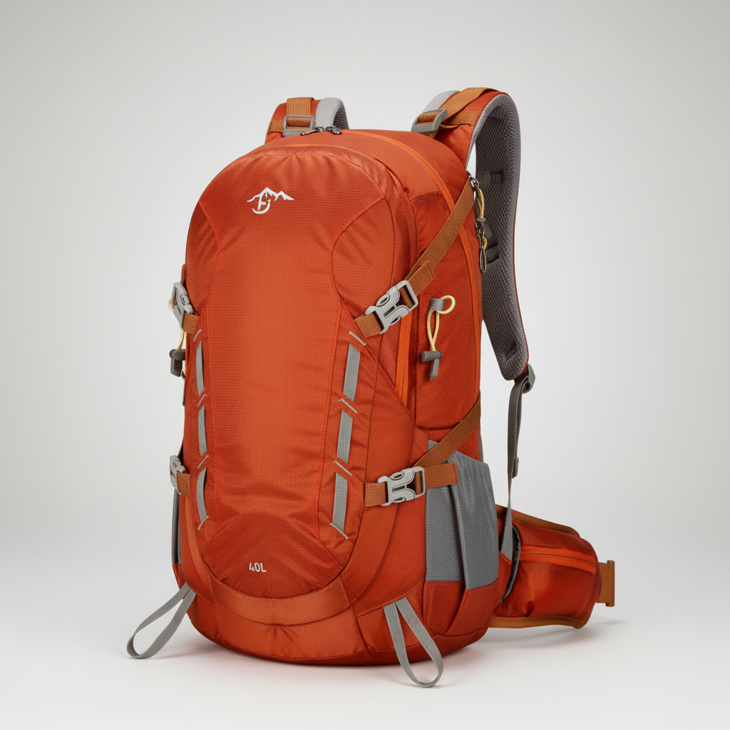 40-liter ultralight hiking backpack with integrated rain cover